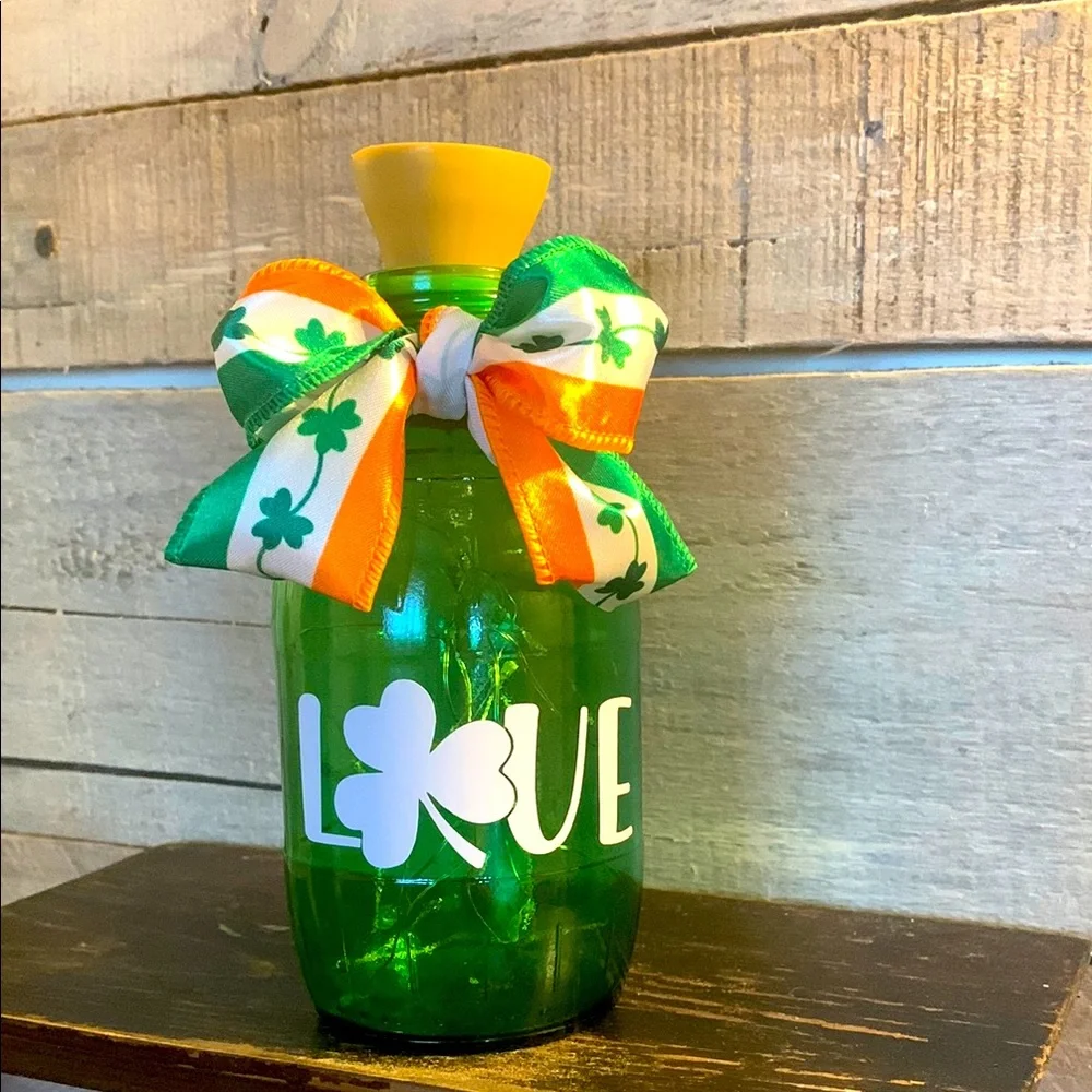 Hand Crafted- ‘Love’ Green Barrel Solar Lantern